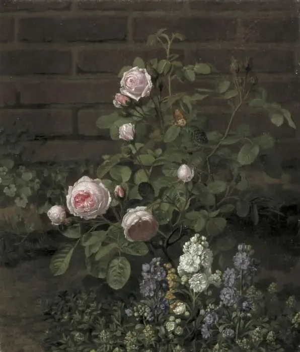 Framed Print : A Moss Rose Tree Sourrounded by Summer Flowers, 1864. Creator: Otto Didrik Ottesen Framed Print : A Moss Rose Tree Sourrounded by Summer Flowers, 1864. Creator: Otto Didrik Ottesen