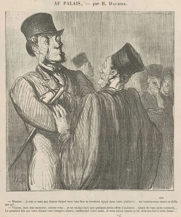 Framed Print : Mossieu... je suis ce mari aux dépens duquel, 19th century. Creator: Honore Daumier Framed Print : Mossieu... je suis ce mari aux dépens duquel, 19th century. Creator: Honore Daumier