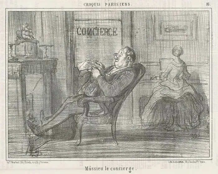 Framed Print : Mossieu le concierge, 19th century. Creator: Honore Daumier Framed Print : Mossieu le concierge, 19th century. Creator: Honore Daumier