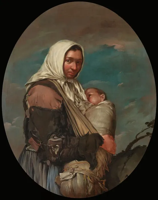 Framed Print : Mother with baby, c.1730. Creator: Ceruti, Giacomo Antonio (1698-1767) Framed Print : Mother with baby, c.1730. Creator: Ceruti, Giacomo Antonio (1698-1767)
