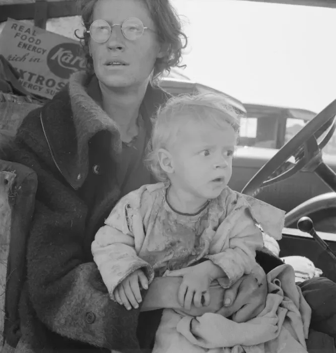 Framed Print : Mother and baby of family on the road, Tulelake, Siskiyou County, California, 1939. Creator: Dorothea Lange Framed Print : Mother and baby of family on the road, Tulelake, Siskiyou County, California, 1939. Creator: Dorothea Lange