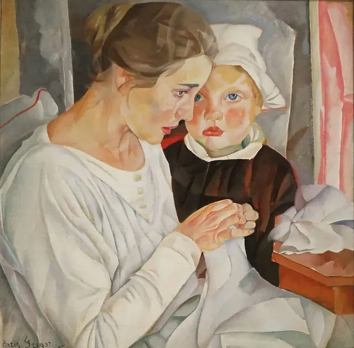 Framed Print : Mother and Child, 1918. Creator: Grigoriev, Boris Dmitryevich (1886-1939) Framed Print : Mother and Child, 1918. Creator: Grigoriev, Boris Dmitryevich (1886-1939)