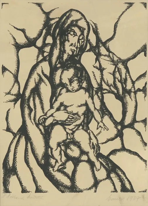 Framed Print : Mother with child, 1927. Creator: Konstantin Bauer Framed Print : Mother with child, 1927. Creator: Konstantin Bauer