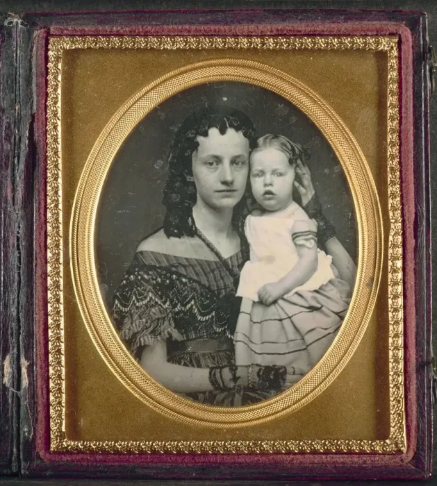 Framed Print : Mother and Child, c. 1855. Creator: Unidentified Photographer Framed Print : Mother and Child, c. 1855. Creator: Unidentified Photographer