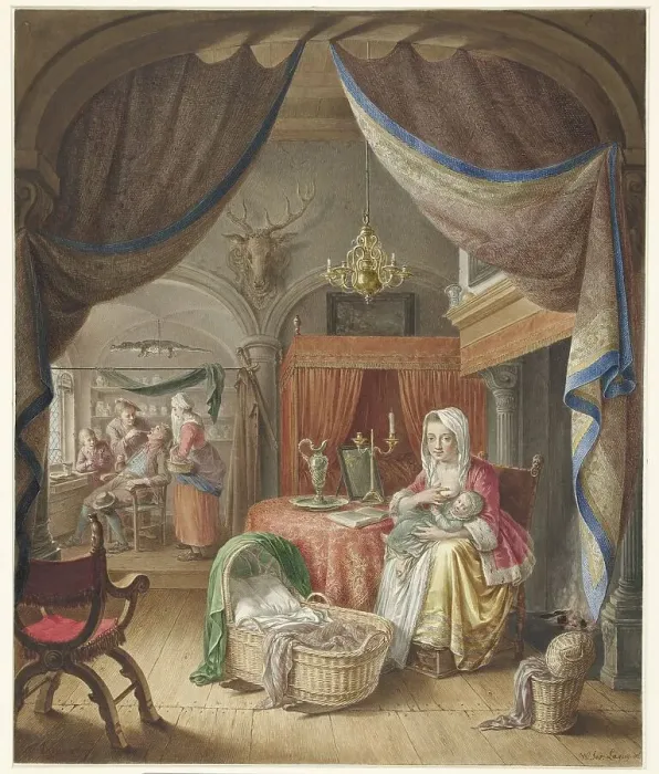 Framed Print : Mother with child on her chest, 1748-1798. Creator: Willem Joseph Laquy Framed Print : Mother with child on her chest, 1748-1798. Creator: Willem Joseph Laquy