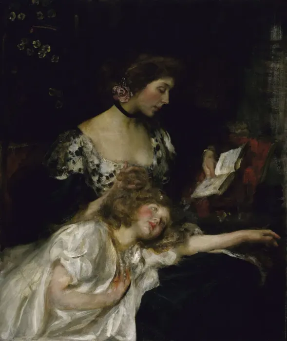 Framed Print : Mother and Child (Lady Shannon and Kitty), ca. 1900-1910. Creator: James Jebusa Shannon Framed Print : Mother and Child (Lady Shannon and Kitty), ca. 1900-1910. Creator: James Jebusa Shannon