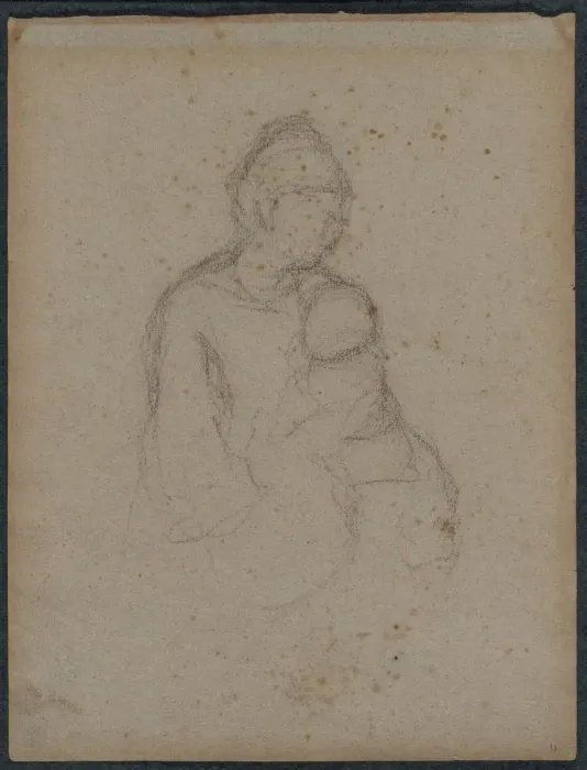 Framed Print : Mother and Child (recto), 1870s. Creator: Paul Gauguin (French, 1848-1903) Framed Print : Mother and Child (recto), 1870s. Creator: Paul Gauguin (French, 1848-1903)