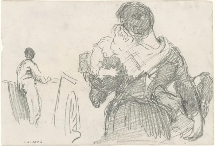 Framed Print : Mother and Child [recto], c. 1871-1872. Creator: John Singer Sargent