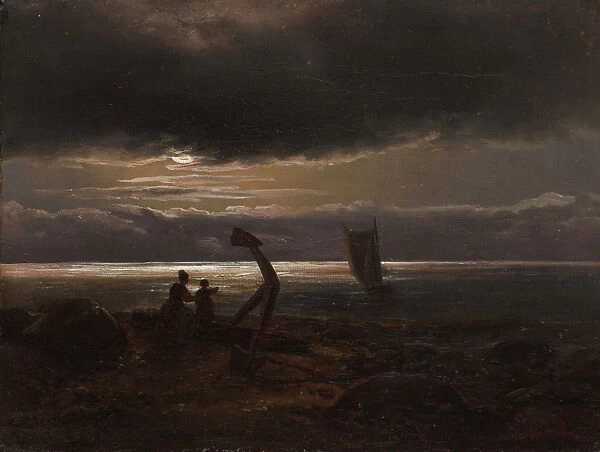 Mother and Child by the Sea, 1830. Creator: Johan Christian Dahl