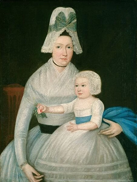Mother and Child in White, c. 1790. Creator: Unknown