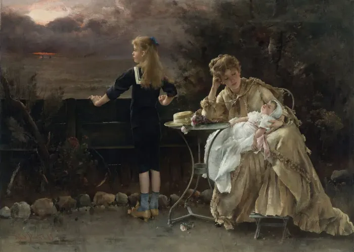 Framed Print : Mother and her children, 1883. Creator: Stevens, Alfred (1823-1906) Framed Print : Mother and her children, 1883. Creator: Stevens, Alfred (1823-1906)