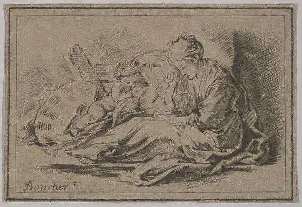 Mother with Two Children, 18th century. Creator: Jurriaan Cootwijk