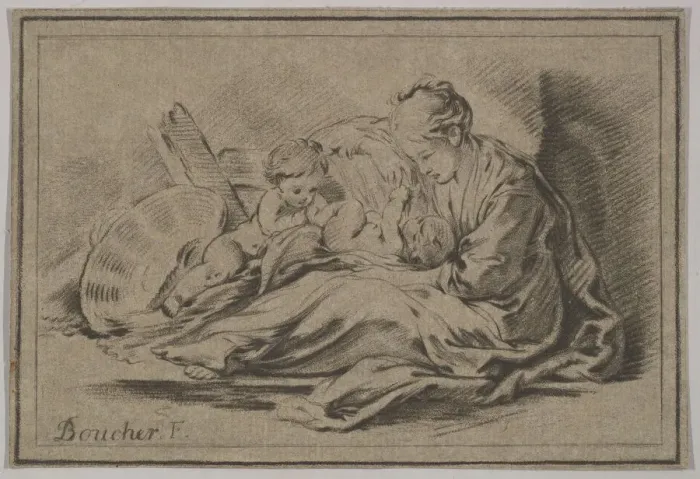 Framed Print : Mother with Two Children, 18th century. Creator: Jurriaan Cootwijk Framed Print : Mother with Two Children, 18th century. Creator: Jurriaan Cootwijk