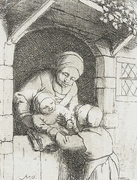 Mother with Two Children, c1675. Creator: Adriaen van Ostade