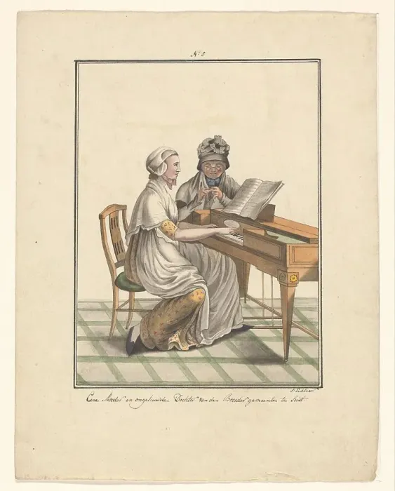Framed Print : Mother and daughter of the Moravian Church, 1803-c.1899. Creator: J. Enklaar Framed Print : Mother and daughter of the Moravian Church, 1803-c.1899. Creator: J. Enklaar