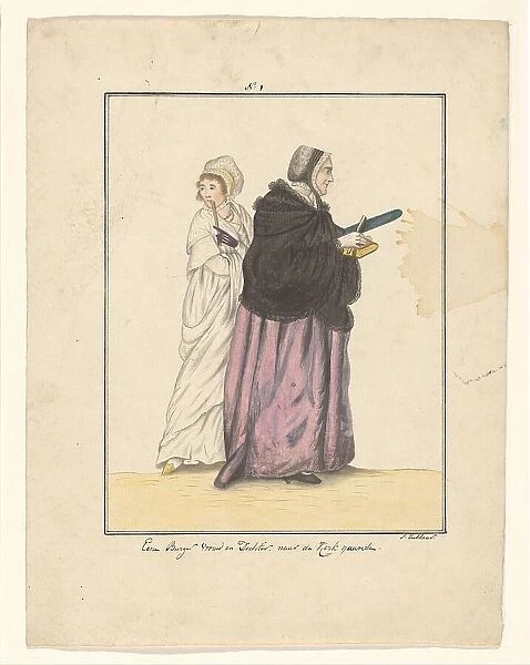 Mother and daughter on the way to church, 1803-c.1899. Creator: J. Enklaar