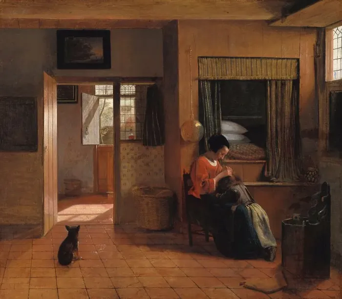 Framed Print : A Mother Delousing her Child's Hair, Known as ‘A Mother's Duty, c.1660-c.1661. Creator: Pieter de Hooch Framed Print : A Mother Delousing her Child's Hair, Known as ‘A Mother's Duty, c.1660-c.1661. Creator: Pieter de Hooch