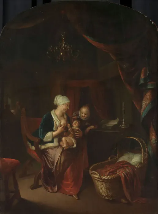 Framed Print : A Mother giving her Child the Breast, 1660-1676. Creator: Domenicus van Tol Framed Print : A Mother giving her Child the Breast, 1660-1676. Creator: Domenicus van Tol