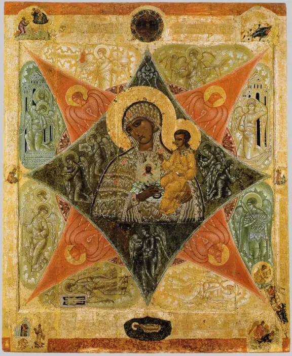 Framed Print : Mother of God of the Burning Bush, 16th century. Artist: Russian icon Framed Print : Mother of God of the Burning Bush, 16th century. Artist: Russian icon