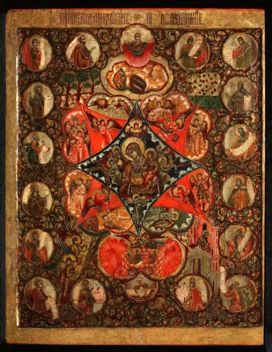Framed Print : Mother of God of the Burning Bush, 17th century. Artist: Russian icon Framed Print : Mother of God of the Burning Bush, 17th century. Artist: Russian icon