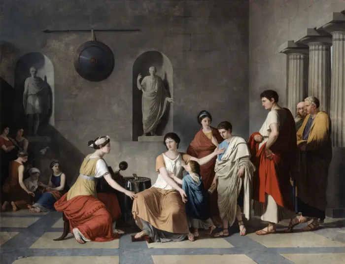 Framed Print : The Mother of the Gracchi, c1780. Artist: Joseph Benoit Suvee Framed Print : The Mother of the Gracchi, c1780. Artist: Joseph Benoit Suvee