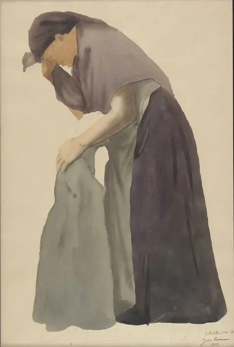 Framed Print : Mother Mourning, a sketch for Childhood Memory, 1903. Creator: Juho Rissanen