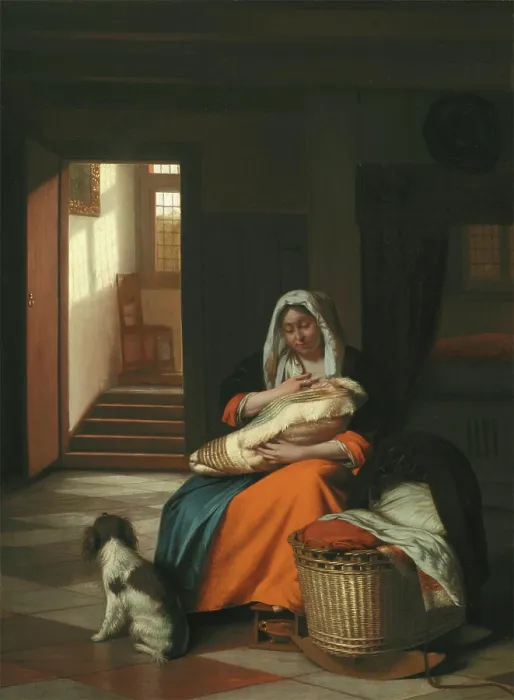 Framed Print : Mother Nursing Her Child, c1674 / 1676. Creator: Pieter de Hooch Framed Print : Mother Nursing Her Child, c1674 / 1676. Creator: Pieter de Hooch