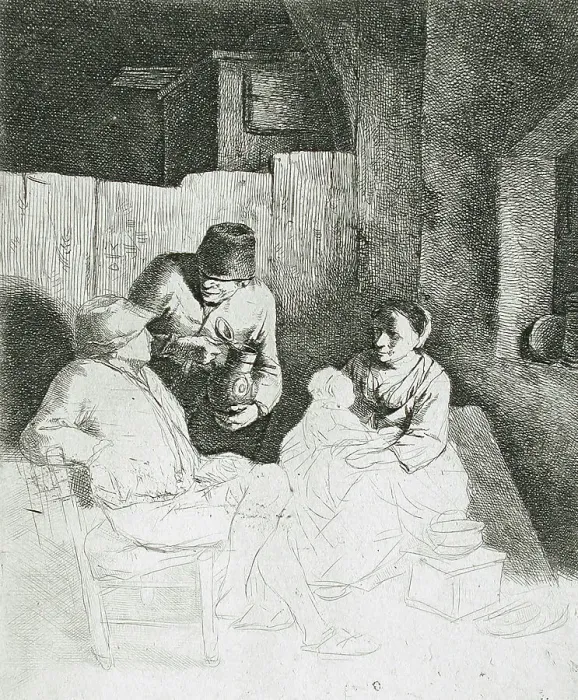 Framed Print : The Mother Seated in an Inn, 17th century. Creator: Cornelis Bega Framed Print : The Mother Seated in an Inn, 17th century. Creator: Cornelis Bega