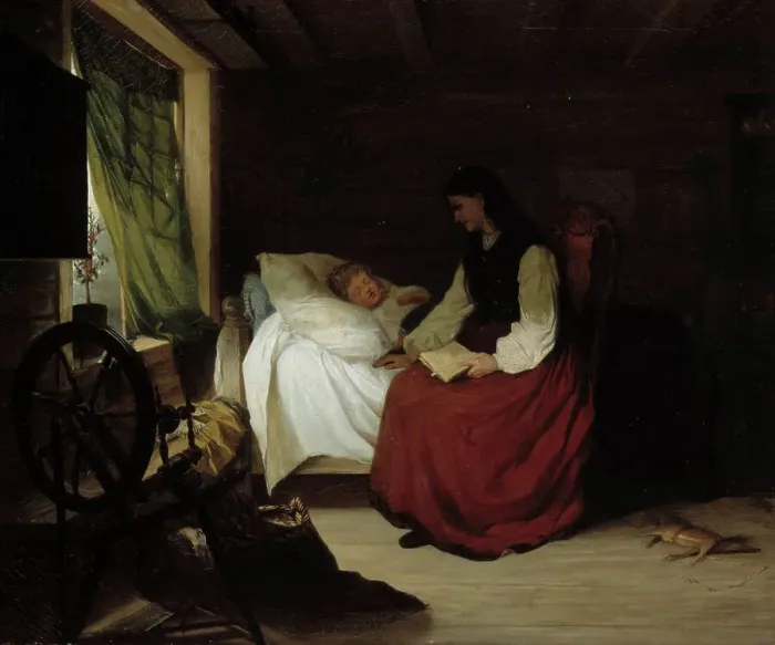 Framed Print : Mother with Her Sleeping Child, 1862. Creator: Alexandra Frosterus-Saltin Framed Print : Mother with Her Sleeping Child, 1862. Creator: Alexandra Frosterus-Saltin