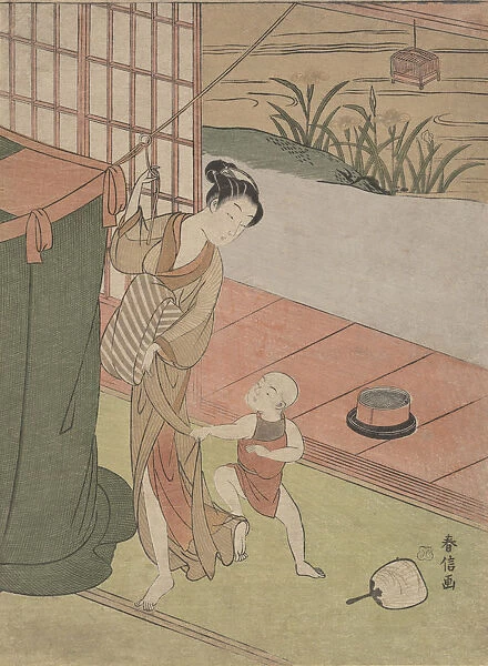 Mother and Son by a Mosquito Net, ca. 1769. ca. 1769. Creator: Suzuki Harunobu