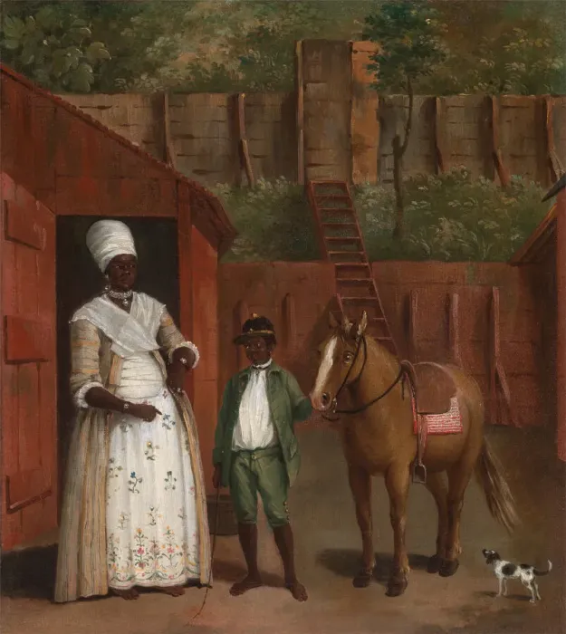 Framed Print : A Mother with her Son and a Pony, ca. 1775. Creator: Agostino Brunias Framed Print : A Mother with her Son and a Pony, ca. 1775. Creator: Agostino Brunias