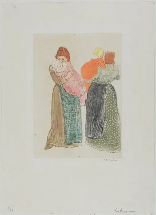 Framed Print : Two Mothers, 1903. Creator: Theophile Alexandre Steinlen Framed Print : Two Mothers, 1903. Creator: Theophile Alexandre Steinlen