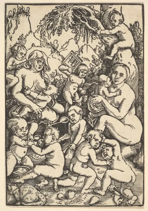 Framed Print : Two Mothers with Children (Die Kinderaue), ca. 1512. Creator: Hans Baldung Framed Print : Two Mothers with Children (Die Kinderaue), ca. 1512. Creator: Hans Baldung