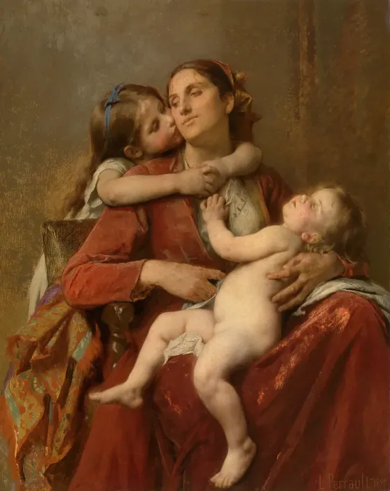 Framed Print : Mother's Happiness, 1890. Creator: Leon Bazile Perrault Framed Print : Mother's Happiness, 1890. Creator: Leon Bazile Perrault