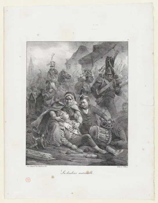 Framed Print : A Mothers Sadness, 1823. Creator: Hippolyte Bellangé Framed Print : A Mothers Sadness, 1823. Creator: Hippolyte Bellangé