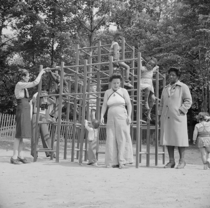 Framed Print : Mothers supervising their children at Camp Ellen Marvin, Arden, New York, 1943. Creator: Gordon Parks Framed Print : Mothers supervising their children at Camp Ellen Marvin, Arden, New York, 1943. Creator: Gordon Parks