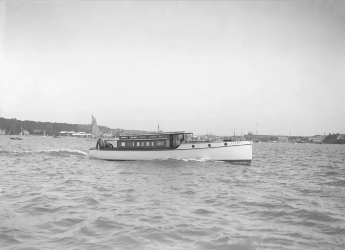 Framed Print : The motor launch Cygnet under way, 1912. Creator: Kirk & Sons of Cowes Framed Print : The motor launch Cygnet under way, 1912. Creator: Kirk & Sons of Cowes