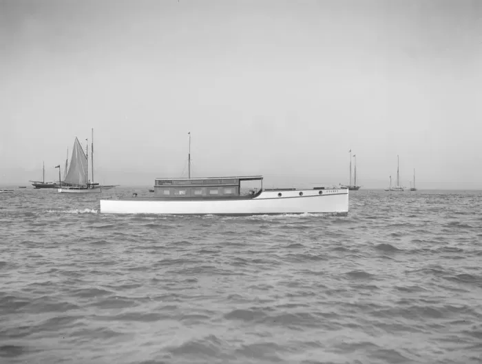 Framed Print : The motor launch Cygnet under way, 1912. Creator: Kirk & Sons of Cowes Framed Print : The motor launch Cygnet under way, 1912. Creator: Kirk & Sons of Cowes