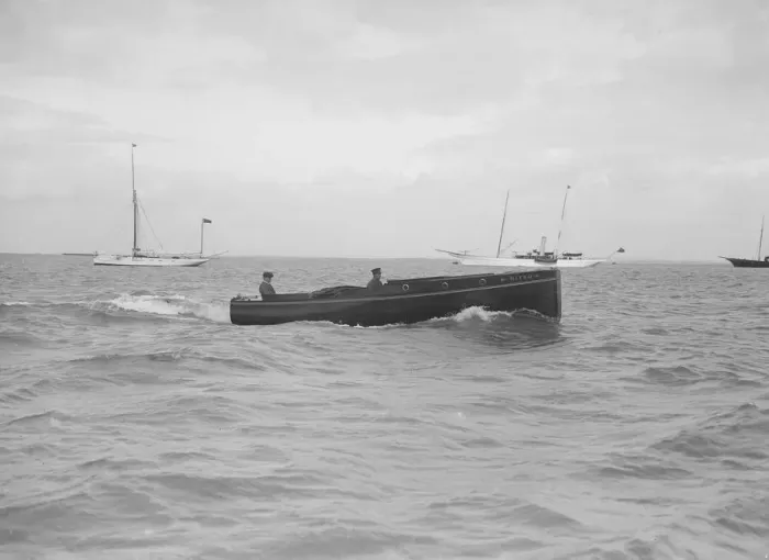 Framed Print : Motor launch Nitsu under way, 1912. Creator: Kirk & Sons of Cowes Framed Print : Motor launch Nitsu under way, 1912. Creator: Kirk & Sons of Cowes
