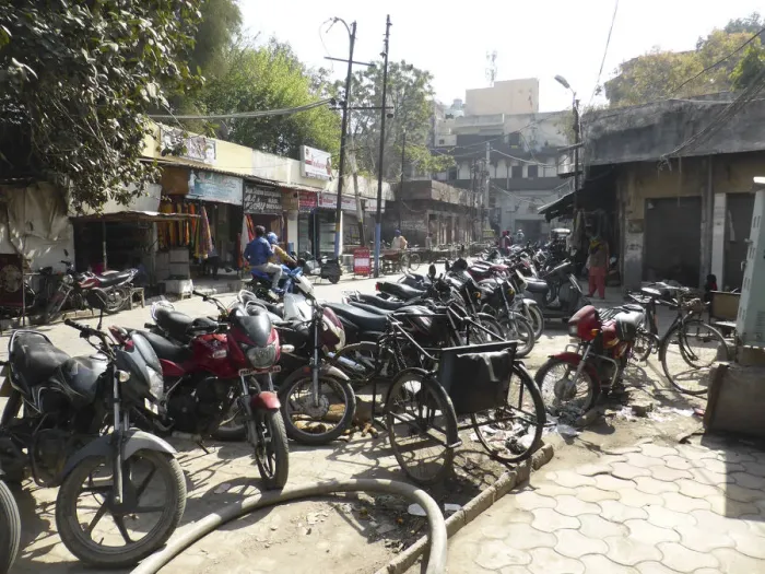 Framed Print : Motorcycles parked in street, Amritsar Punjab, India 2017. Creator: Unknown Framed Print : Motorcycles parked in street, Amritsar Punjab, India 2017. Creator: Unknown