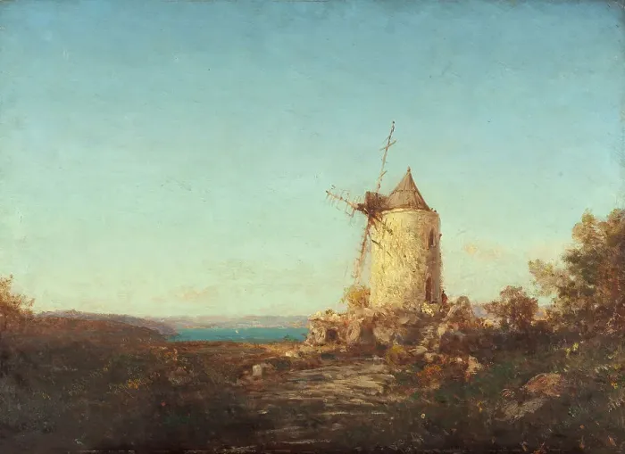 Framed Print : Moulin de Saint-Mitre, près de Martigues, between 1890 and 1895. Creator: Felix Francois Georges Philibert Ziem Framed Print : Moulin de Saint-Mitre, près de Martigues, between 1890 and 1895. Creator: Felix Francois Georges Philibert Ziem