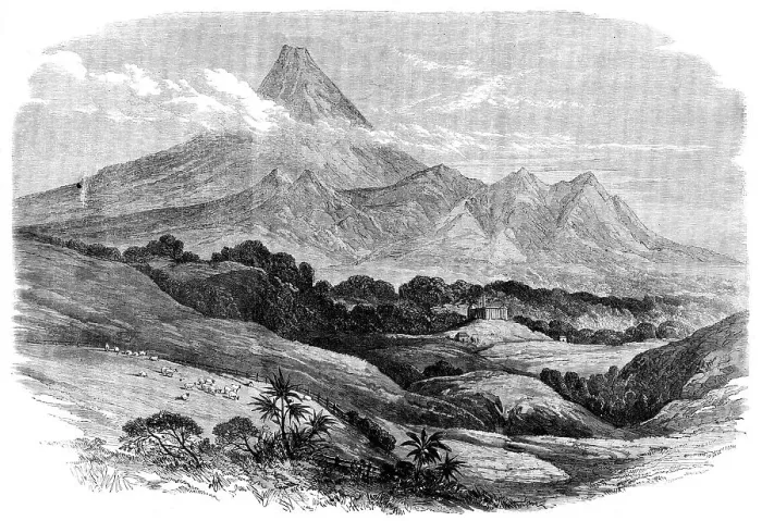 Framed Print : Mount Egmont, in the province of New Plymouth (Taranaki), North Island, New Zealand, 1862. Creator: Unknown Framed Print : Mount Egmont, in the province of New Plymouth (Taranaki), North Island, New Zealand, 1862. Creator: Unknown