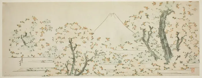 Framed Print : Mount Fuji with Cherry Trees in Bloom, Japan, c. 1801 / 05. Creator: Hokusai Framed Print : Mount Fuji with Cherry Trees in Bloom, Japan, c. 1801 / 05. Creator: Hokusai