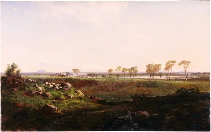 Framed Print : Mount Fyans woolshed (The woolshed near Camperdown), 1869. Artist: Buvelot, Louis (1814-1888) Framed Print : Mount Fyans woolshed (The woolshed near Camperdown), 1869. Artist: Buvelot, Louis (1814-1888)