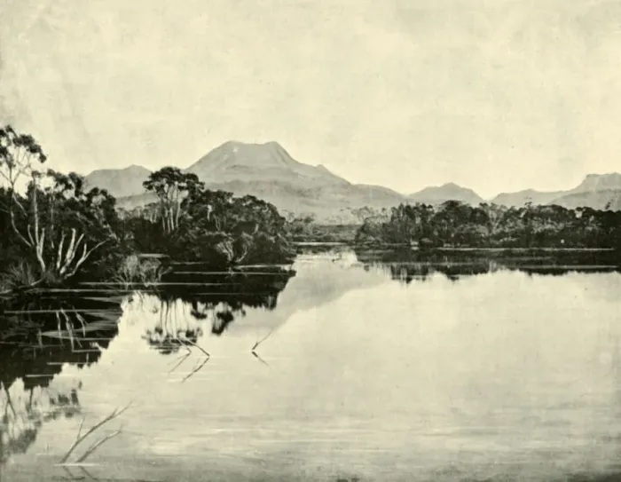 Framed Print : Mount Gould, Du Cane Range, Narcissus River, Lake St. Clair, 1901. Creator: Unknown Framed Print : Mount Gould, Du Cane Range, Narcissus River, Lake St. Clair, 1901. Creator: Unknown