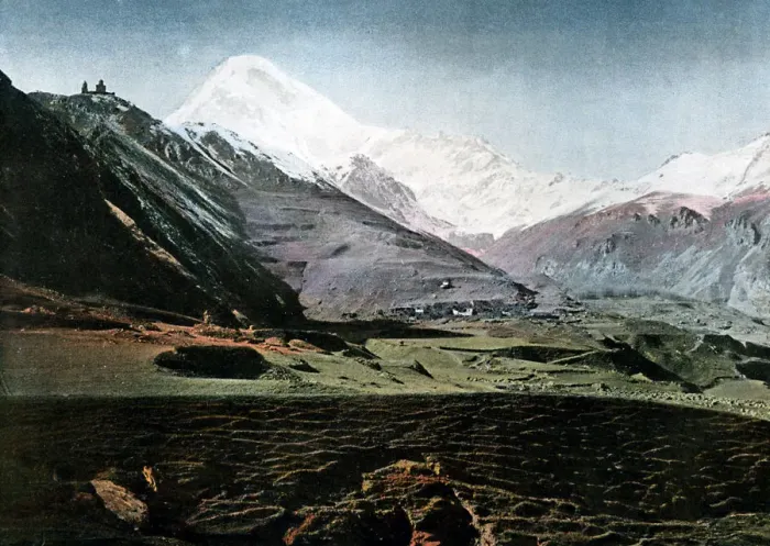 Framed Print : Mount Kazbek, Caucasus, c1890. Artist: Gillot Framed Print : Mount Kazbek, Caucasus, c1890. Artist: Gillot