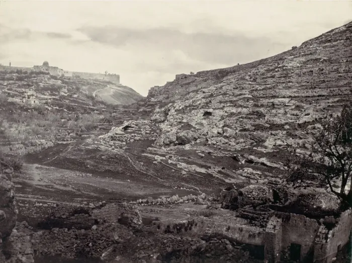 Framed Print : Mount Moriah, Jerusalem, from the Well of En Rogel, ca. 1857. Creator: Francis Frith Framed Print : Mount Moriah, Jerusalem, from the Well of En Rogel, ca. 1857. Creator: Francis Frith