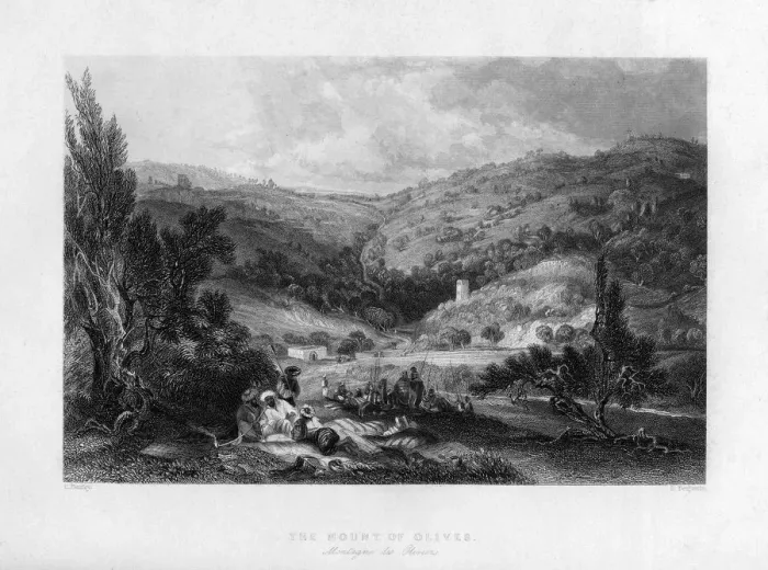Framed Print : The Mount of Olives, Israel, 1841. Artist: E Benjamin Framed Print : The Mount of Olives, Israel, 1841. Artist: E Benjamin