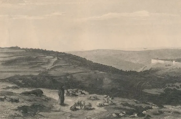 Framed Print : Mount of Olives & Valley of Jehoshaphat, 1871. Artist: D Mitchell Framed Print : Mount of Olives & Valley of Jehoshaphat, 1871. Artist: D Mitchell