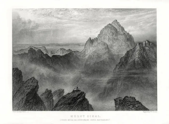 Framed Print : Mount Sinai: Jebel Musa as seen from Jebel Katharina, 1887. Artist: W Forrest Framed Print : Mount Sinai: Jebel Musa as seen from Jebel Katharina, 1887. Artist: W Forrest